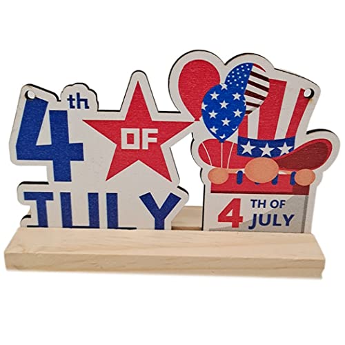 YOFAPA Décoration de table de jour de l'indépendance - Décoration de table colorée pour carnaval, bureau, vacances, décoration de fête patriotique amovible en bois Cover
