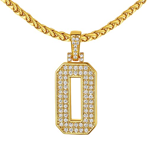 Findchic Jersey Number 0 Pendant Necklace For Son Mens Fully Iced Cubic Zirconia 18K Gold Plated Baseball Digit Numeral Sports Jewelry Gift With 24Inch Chain #TOP26