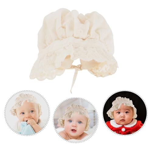 Gorro para niña recién nacida de algodón ajustable con encaje vintage para verano 7