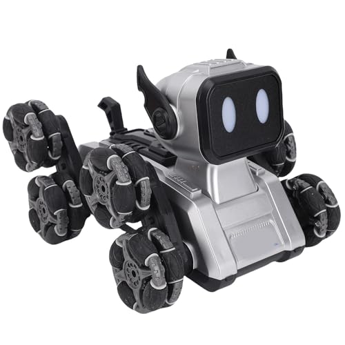 RC Robot Dog Toy, Interactive Stunt Car 8 Wheels Transforming Remote Control Dog for Boys and Girls (Silver)