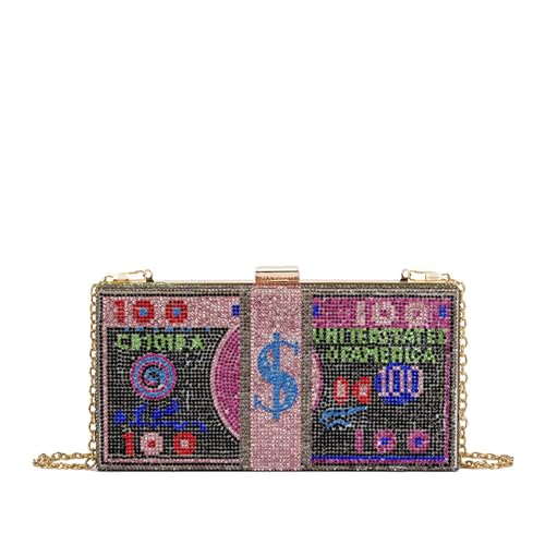 Sac à bandoulière téléphone portable anti-chute avec chaîne strass dorée