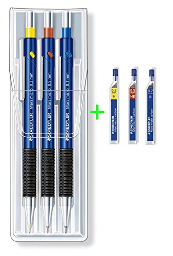 Staedtler - Juego de 3 portaminas de colores Mars® Micro 0,3 mm...
