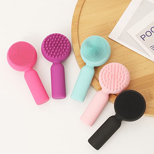 Silicone Facial Cleansing Brush 2 In 1 Silicone Facial Scrubber Manual Exfoliating Facial Brush Face Cleanser Face Exfoliator Ultrafine Bristles For Sensitive Skin Easy To Clean Lather Well (Pink) #TOP5
