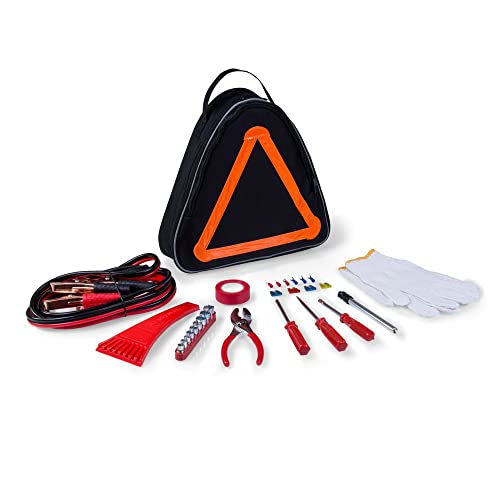PICNIC TIME NFL Chicago Bears Roadside Emergency Car Kit, Auto Vehicle Safety Road Side Assistance with Jumper Cables and Car Tool Kit, (Black with Orange Accents)