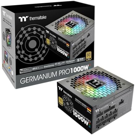 Thermaltake Germanium Pro 1000W Netzteil | RGB | ATX 3.1 | Gen 5.1 12V-2x6 Anschluss | ultraleise Smart-Zero-Funktion | 80Plus Gold | Modular