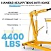 RQR 2 Ton Hydraulic Engine Hoist with Adjustable Lifting Arm, Foldable A-Frame Base, 6 Lockable Wheels, 4400 lbs Capacity, Mobile Car Engine Lift for Auto Repair, Trucks, Garage Use (Yellow)