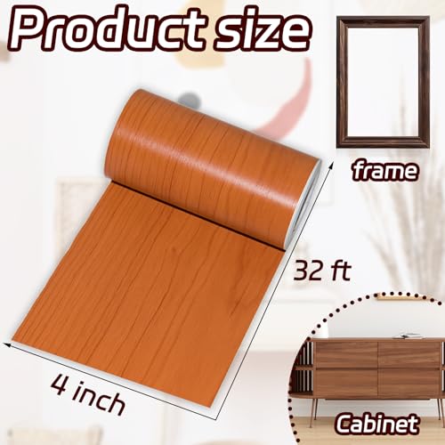 Image of 1 Roll Wood Grain Repair Tape, 4 Inch X 32 ft Self Adhesive Wood Grain Tape for Furniture, Tables, Chairs, Windows, Floors, Home Decor, Handicraft DIY (Red Brown)