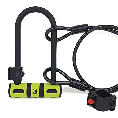 Urban Ur80150B Bike U Lock Wtih Cable, Heavy Duty Anti-Theft Bicycles U Lock Ø0,5In, Security Level 10, Optimal Size, Flexible Double Loop Steel Cable 47X4In, Bracket Holder Bicycles E-Bikes Scooter #TOP26