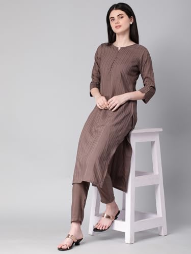 Image of Hritika Self Design Viscose Rayon Kurta & Trousers Set (HRKB0048)