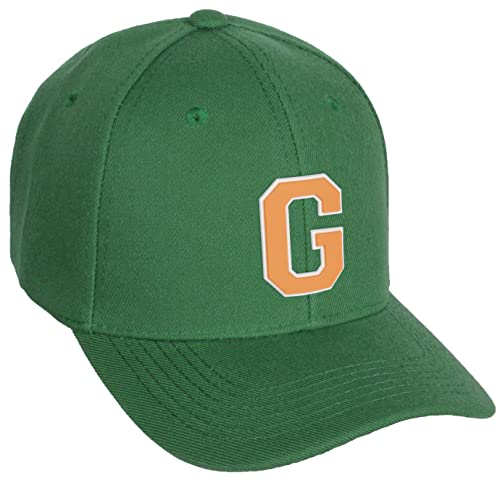 Daxton Classic Baseball Hat Custom A To Z Initial Team White Neon Orange Letter, Kelly Green Cap, Letter G #TOP4