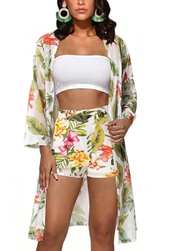 KEYUFANG Women Kimono Shorts Set 2 Piece Summer Vacation Outfits