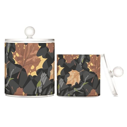 Barattoli in plastica trasparente con coperchio, piccoli contenitori decorativi per tamponi di cotone, tamponi di cotone, bastoncini di cotone, filo interdentale, graffette, confezione da 2