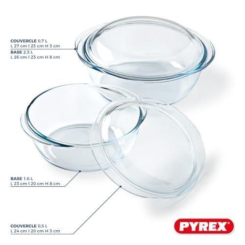 Miniatura 4 de Pyrex 4 In 1 – Juego de 2 ollas – 1,6 l y 2,3 l – Cristal de borosilicato – Cocción al vapor – Compatible con microondas, lavavajillas – Made in France