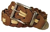 Material: 100% Leder Kakadu Traders Australia geflochtener Gürtel- Ledergürtel- Lincoln mit Messingschnalle in tobacco Größe 30