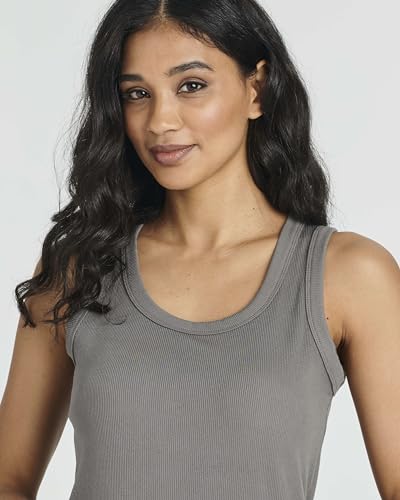 Image of Real Essentials 3 Pack: Women's Ribbed Knit Sleeveless Crew Neck Tank Casual Midi Shift Dress with Slit