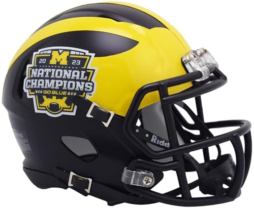 Michigan Wolverines Riddell 2023 College Football Playoff Champions Speed Mini Helmet - College Mini Helmets