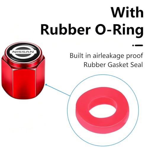Image of 4pcs Tire Valve Stem Caps for Nissan Series Stem Cap Universal Car Air Cover Car Accessories for Cars, SUV, Truck, Motorcycles(Red)