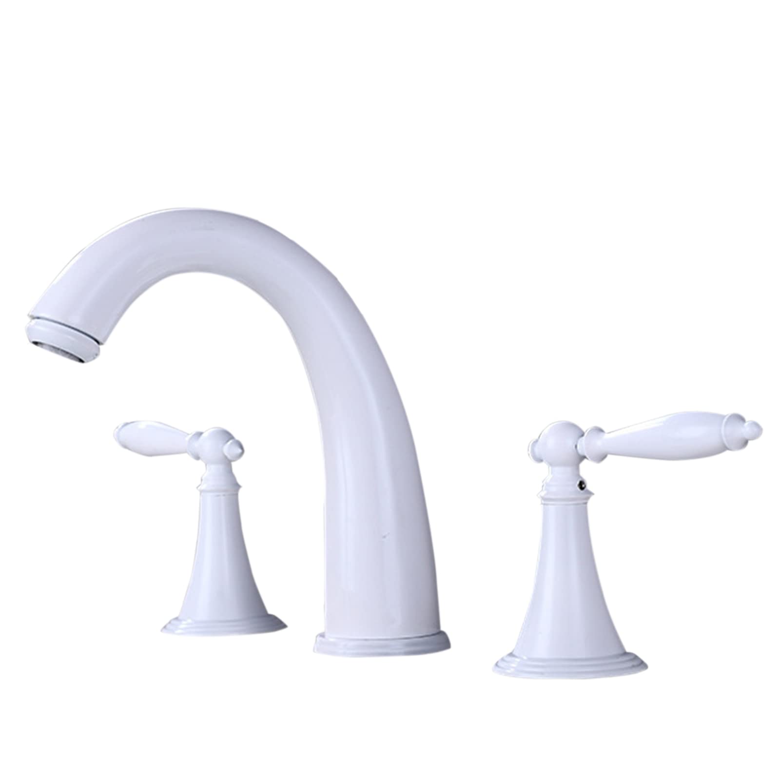 VDOQTLJT 3 Hole Basin faucets Bathroom Mixer Faucet Two Handles Cold and Hot Water Brass faucets-White(Nero)