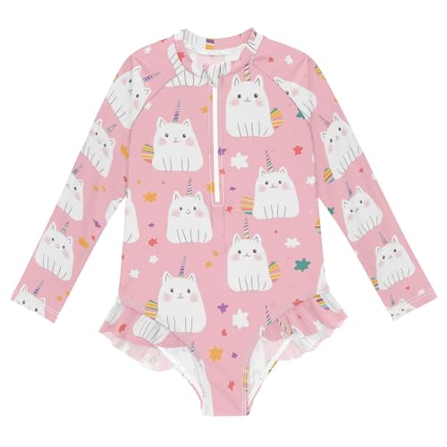 Colorful Palm Girls Swimsuit One Piece Rash Guard Girls' Swimwear Long Sleeve Swimsuits for Girl Size 3-12T2