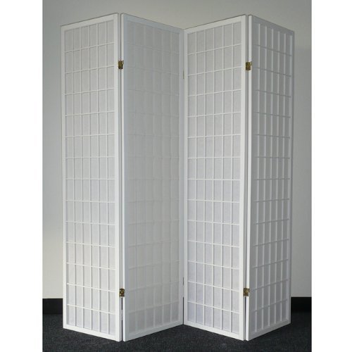 Traditional Style Room Divider (White, 4 Panels)