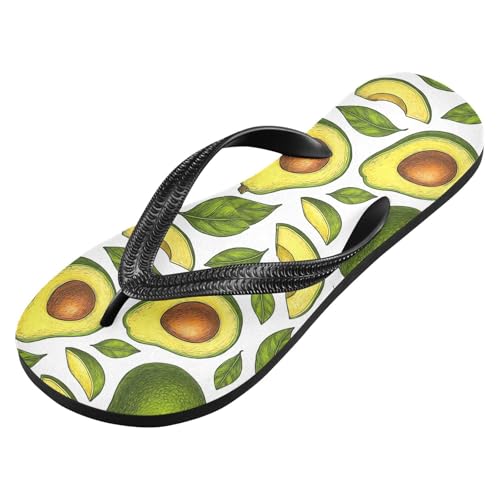 Sinestour Avocado Leaves White Flip Flops for Beach Thong Sandals Anti-slip Lightweight Flat Slippers for House Indoor Outdoor2