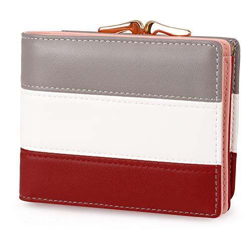 Pomelo Best Portefeuille Femme RFID Blocage,Porte-Monnaie Feuille en Cuir PU Court Sac d'argent Porte-Cartes,Parfait comme Cadeau pour Le Nouvel an, Noël, Saint Valentin etc (Rouge 1)