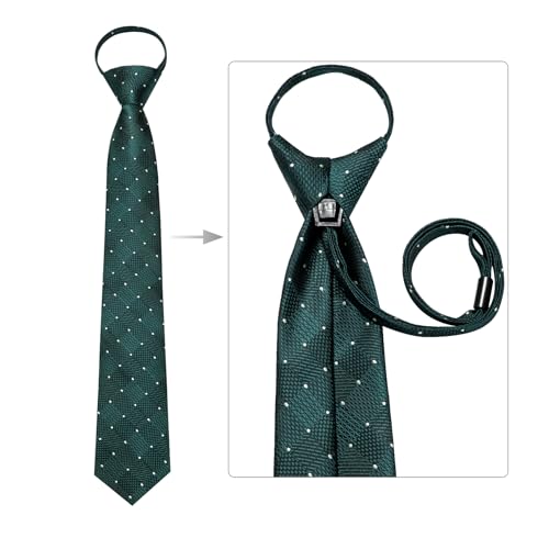 Image of Hi-Tie Zipper Ties for Men Pre-tied Tie Set Lapel Pin Pocket Square and Cufflinks Formal Business Wedding Adjustable Necktie
