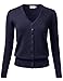 FLORIA Women Button Down V-Neck Long Sleeve Soft Knit Cardigan Sweater NAVY M