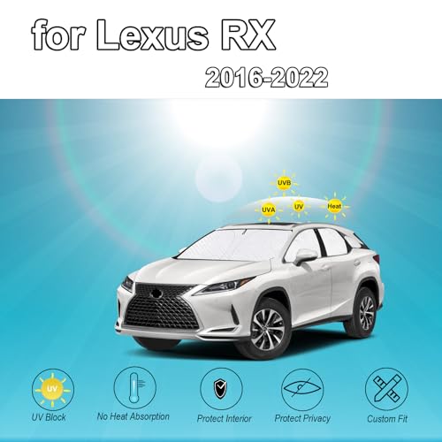 Image of KMF 8pcs Thicken Full Sun Shades for Lexus RX 2016-2022 Accessories RX350 /RX 450h, Custom Fit Car Window Covers Sunshade for Windshield Side Rear, UV Block and Privacy Blackout for Car Camping