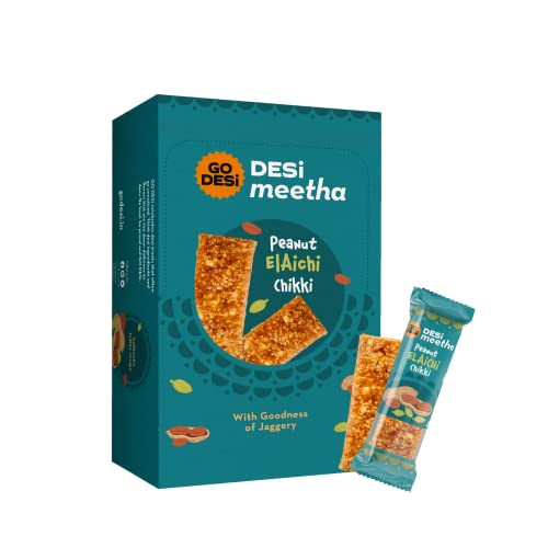 Image of Go Desi Peanut Elaichi Chikki Bar | No Added Preservatives and Colours | Gajak | Sweets | Jaggery based | Crunchy Desi Meetha (30 Pieces, 30g each)