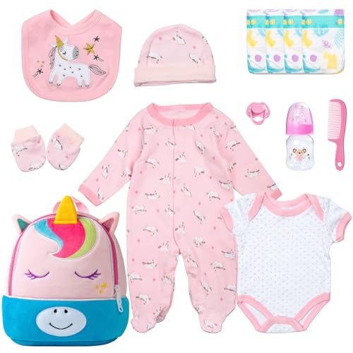 PEDOLLTREE 13-Pack Unicorn Outfit for 17-22 Inch Reborn Baby Girl Doll