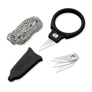 CIVIVI Box Cutter Utility Knife, Mini Neck Knife for Men Women EDC, Quick Snip Knife with 3Pcs Extra Blades, 1Pc Bead Chain C22022A-1