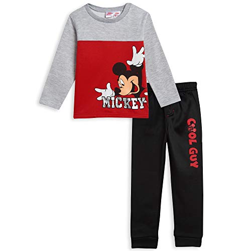 Disney Mickey Mouse Toddler Boys Fleece Jogger T-Shirt Pant Set Red/Gray 5T
