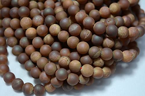 Gemas de ágata drusa natural LKBEADS de 8mm cuentas redondas premium color melocotón