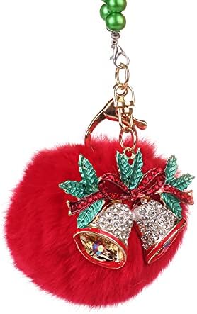 MINI-FACTORY Christmas Decoration for Car, Auto Rearview Mirror Bling Hanging Accessory Decoration Diamond with Pearl Chain for Car/Office/Home - Bell