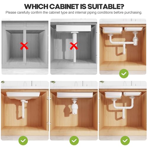 Image of 1 Pack-19 inch-32 inchW Expandable Under Sink Organizer With Upgrade Ball-Bearing Slide,2-Tier Pull Out Under Cabinet Organizer Height Adjustable,Not Suitable For Cabinets With Partitions In The Middle