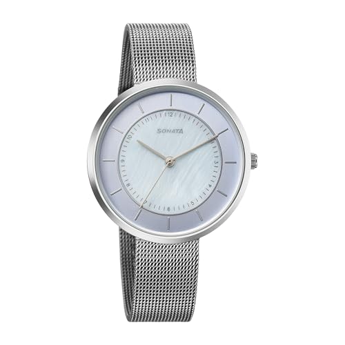 Image of Sonata Modern Edit 3 Quartz Blue Round Dial Women's Watch - 8193SM01