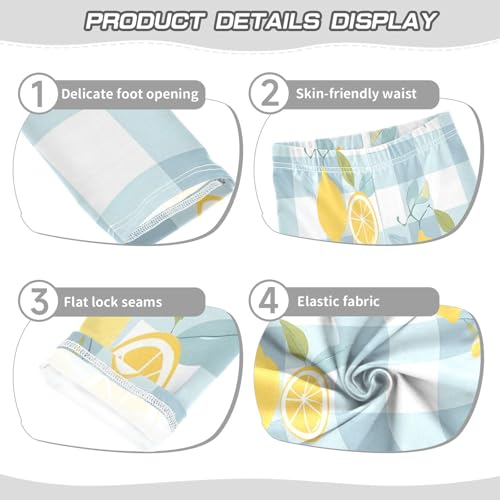 Toddler Girls Leggings Printed Yoga Pants Leggings Lemon Blue and White Plaid for Kids3