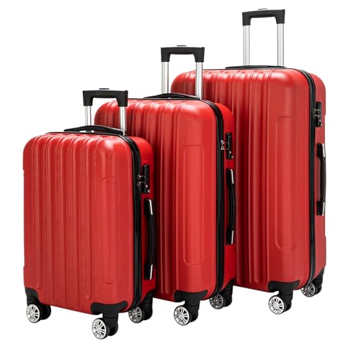3 Piece Hard Luggage Box with Rotating Wheels 3 Piece Suitcase Set Travel Suitcase Set Retractable Handle(20/24/28)