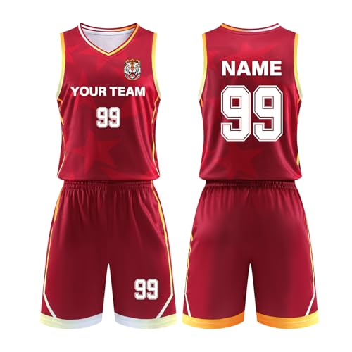 ORYG Custom Boys Girls Basketball Jerseys Personalized Adult Basketball Jersey Printed with Your Name Number Team Name Logo Red