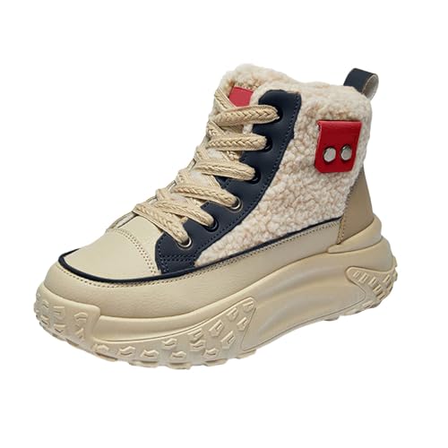High Top Sneakers for Women Casual Winter Warm Platform Sneakers with Faux Fur Fleece Lining