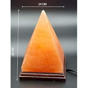 Pyramid shape himalayan salt lamp individually hand crafted 8 inches 7 lbs amber glow certified wire with dimmer switch and extra bulb unique gift idea  urban country home decor