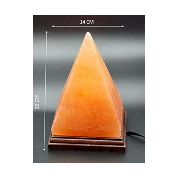 Pyramid shape himalayan salt lamp individually hand crafted 8 inches 7 lbs amber glow certified wire with dimmer switch and extra bulb unique gift idea  urban country home decor
