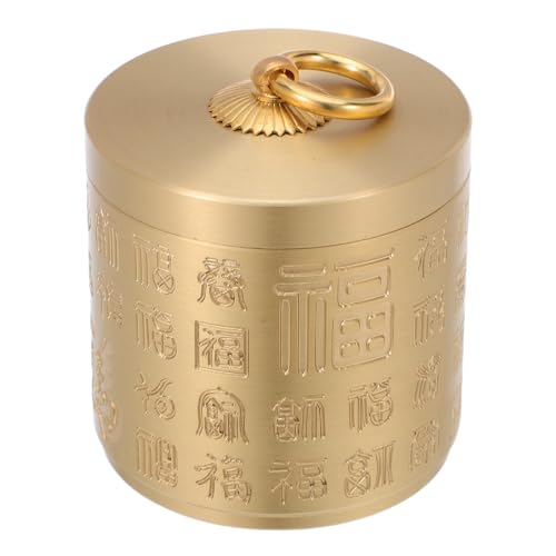 Veemoon Vintage Brass Ashtray Round Brass Ash Holder with Lid for Smokers Cigarettes Outdoor Indoor Tabletop Living Office Home Decor