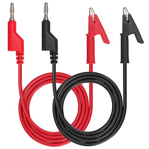 Sumnacon Multimeter Banana Plug to Crocodile Alligator Clip Test Probe, 2PCS 4mm Stackable
