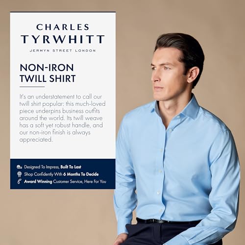 Shirts for Men – Sky Blue Twill Non-Iron Formal Dress Shirt – Long Sleeve Cotton Shirt2