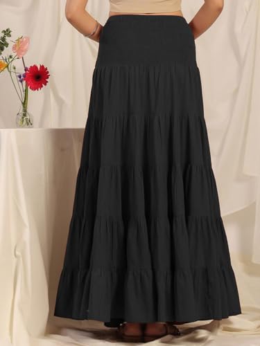 Image of OTABU | Skirt for Women | Tiered Maxi | Smocked Waist Silhouette | Flowing Everyday Wear.