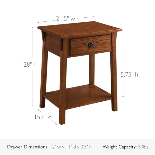 Image of Leick Home Mission Nightstand Side Table, 22 inch, Russet