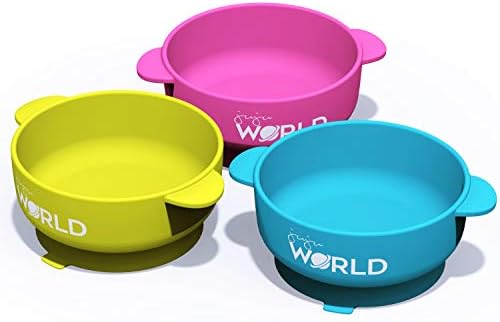 3 Baby Bowls with High Suction Base Set - Great for Feeding Kids & Toddlers - Fridge, Microwave & Dishwasher Compatible - Eco-Friendly, BPA Free Silicone