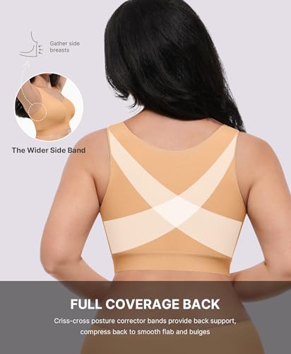 Image of SHAPELLX Post Surgery Bras Front Closure Compression Bra Surgical Wirefree Mastectomy Bra with Adjustable Straps
